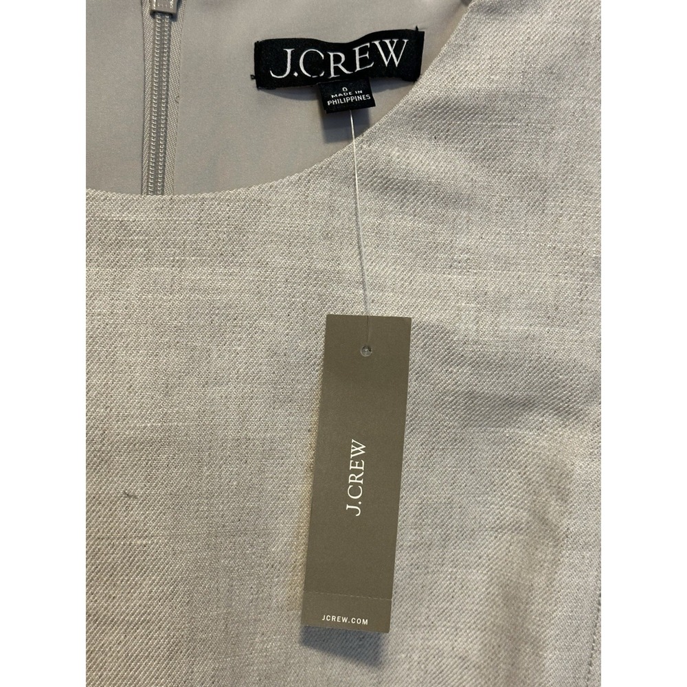 NWT  J.CREW Resume Sheath Dress sz.0 Flax Beige Stretch‎ Linen Cap Sleeve L6602 - Picture 4 of 9